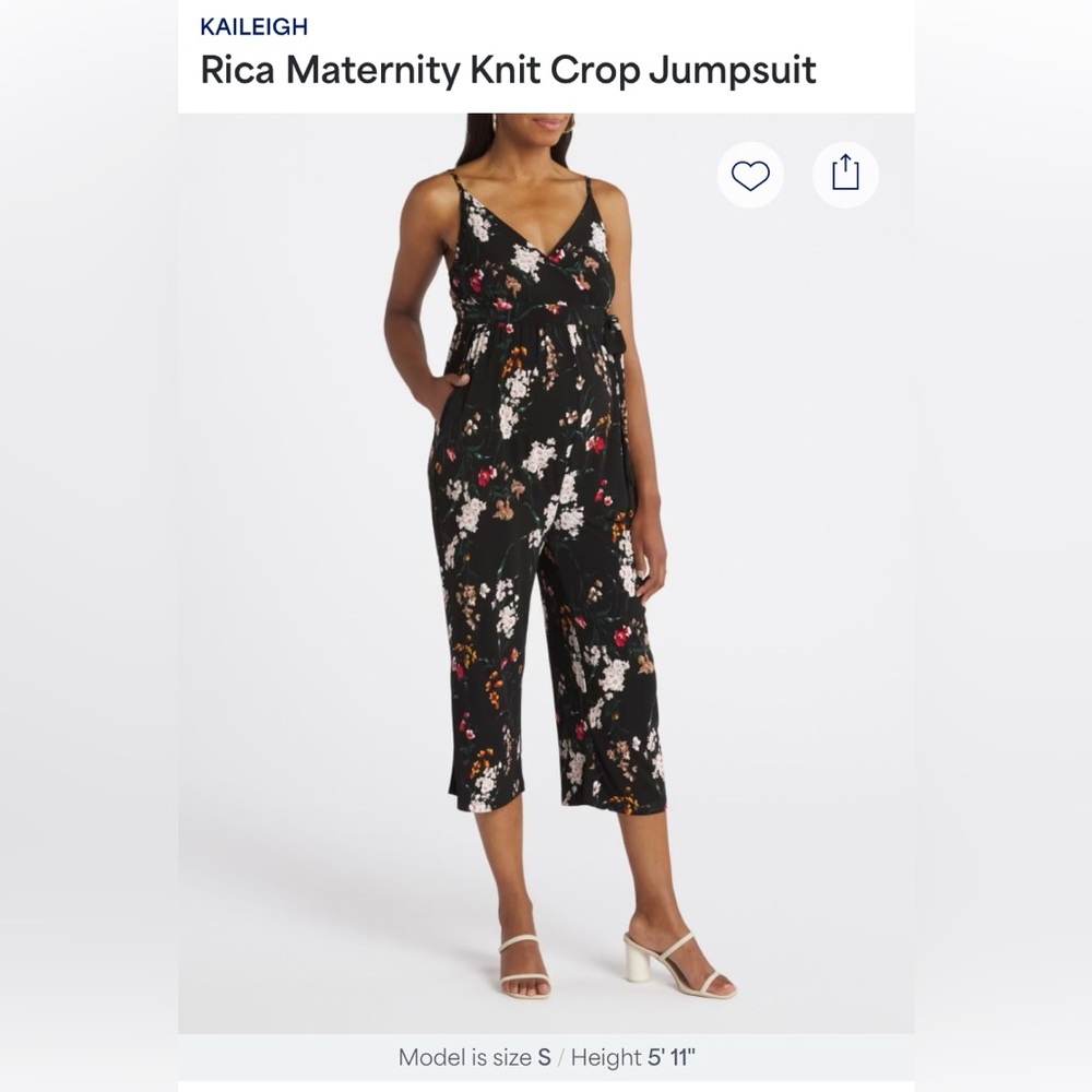 Maternity Knit Cropped Jumpsuit, Size Small